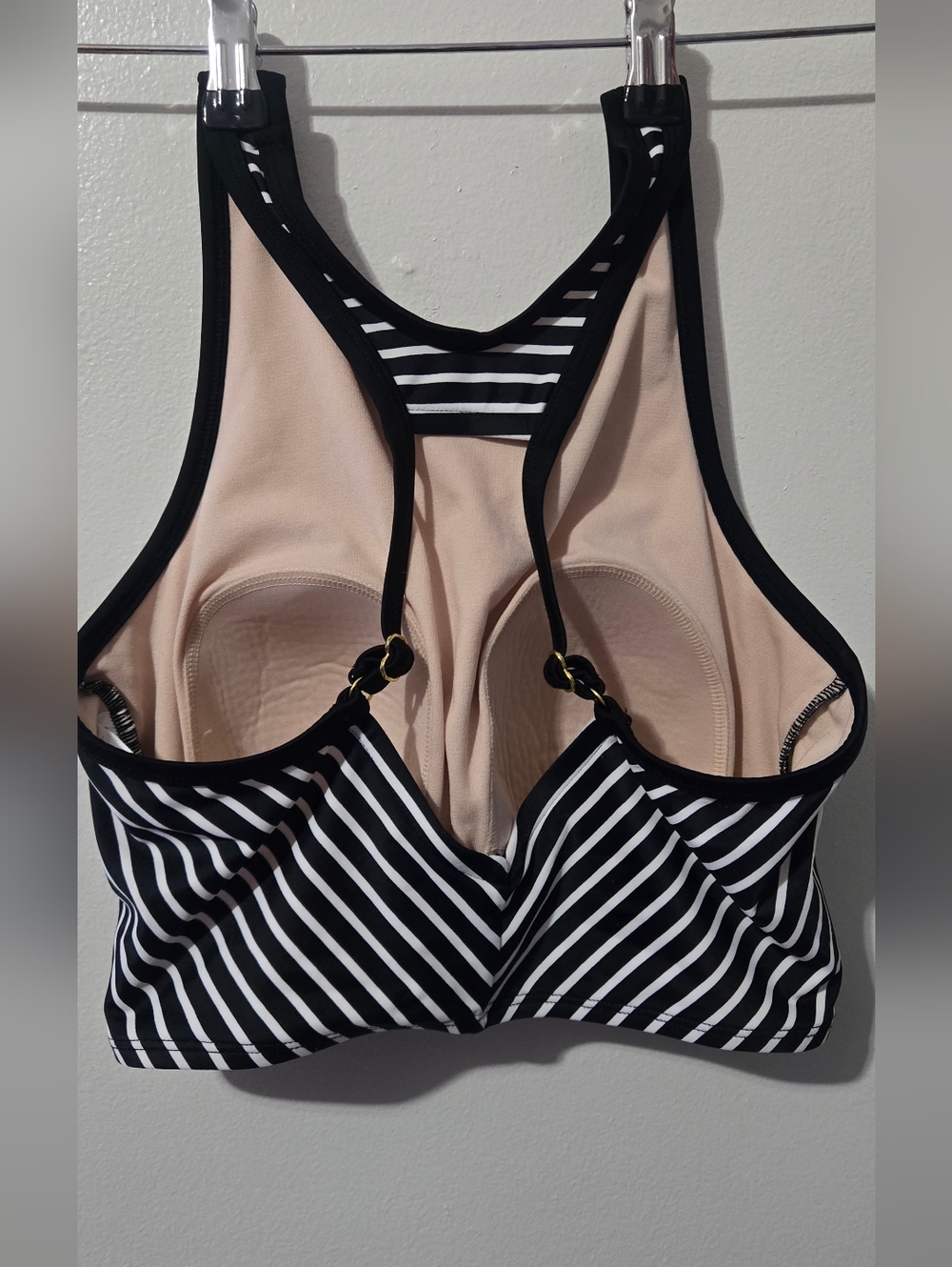 Black & White Striped Twist-Front Crop Top. Yellow & White Striped Bikini Top. - Picture 2 of 7